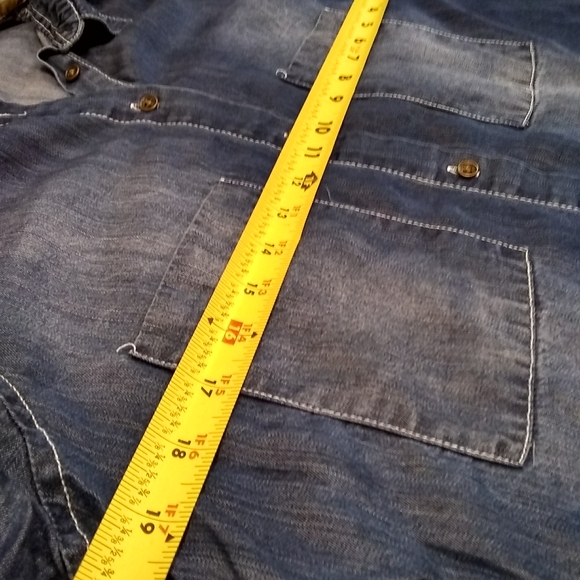 Hint of mint jean back print button up shirt - Picture 9 of 9